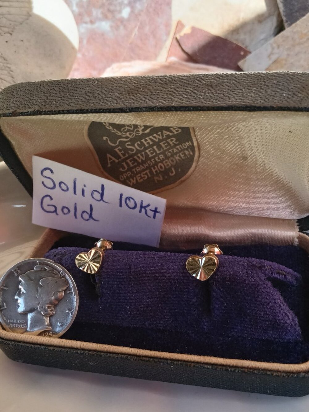 Solid 10kt Gold Heart Studs